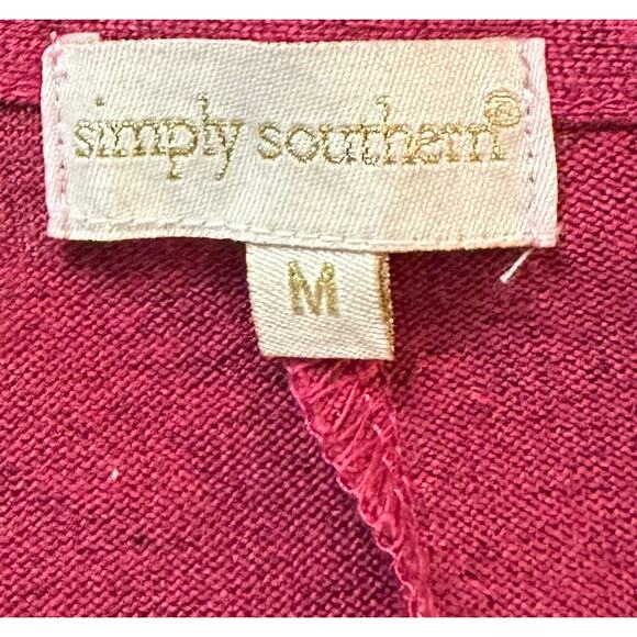 2/$15 Simply Southern Berry Augusta Tunic Dress Burgundy Long Sleeve Knit Size M - Picture 8 of 10